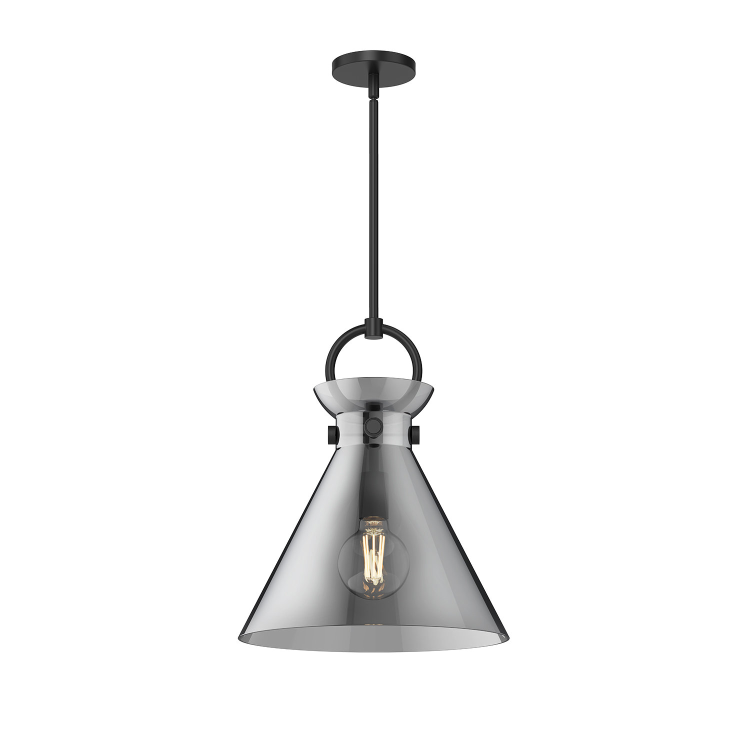 Tiney 1 - Light Pendant, 17" H x 14" W x 14" D, Matte Black/Smoked