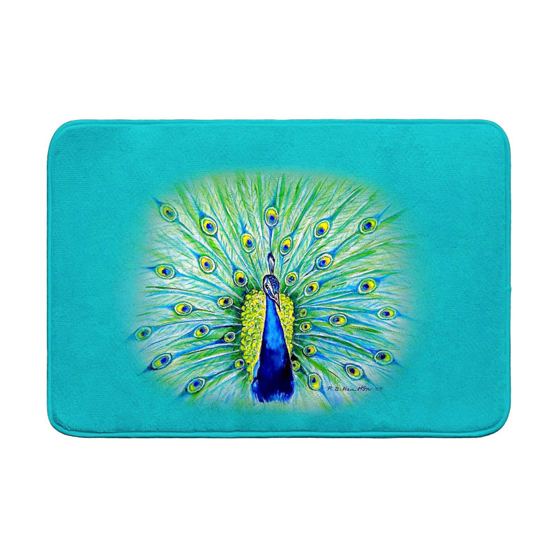 Tapis de bain paon, Simple - L 24 po x l 36 po, Bleu