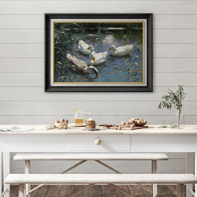 Bird Farming Farmland Barn, impression sur papier, Cadre noir, Pas de tapis