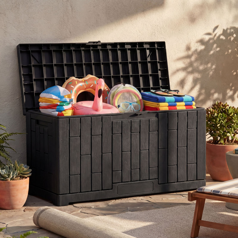 Boîte de rangement imperméable en résine Balconera, Noir