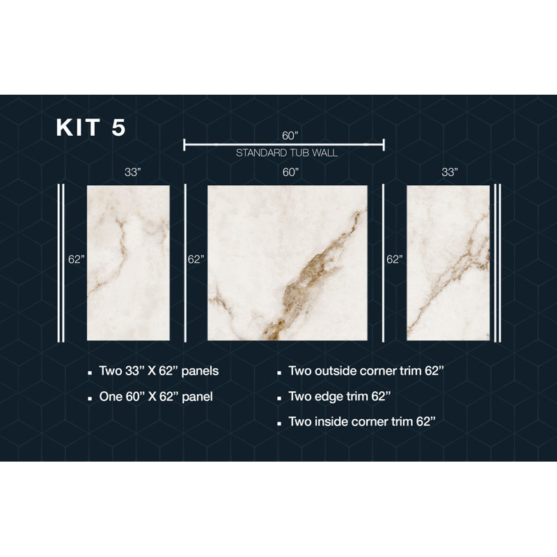 Calacatta Mocha Kit # 5, H 62 po x l 60 po x P 33 po