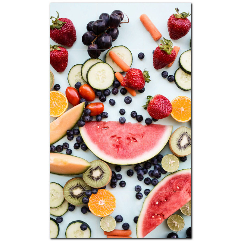 Fruit Photo 4.25'' x 4.25'' Satin Ceramic Decorative Mural