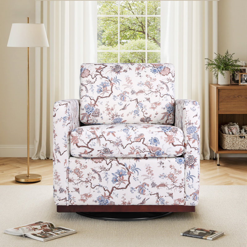 Fauteuil rembourré pivotant, Mélange de coton Floral Birds