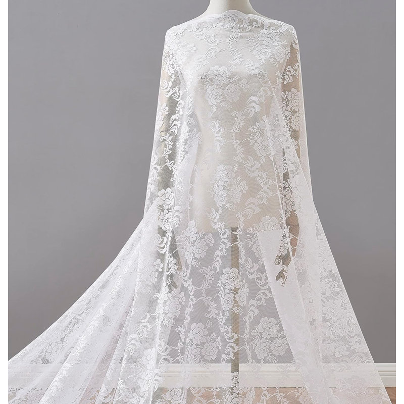 Tissu en dentelle, largeur de 60 pouces, Blanc, 3 verges