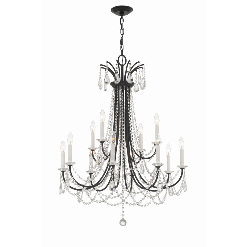 Jafus 12 - Light Dimmable Classic / Traditional Chandelier, Black