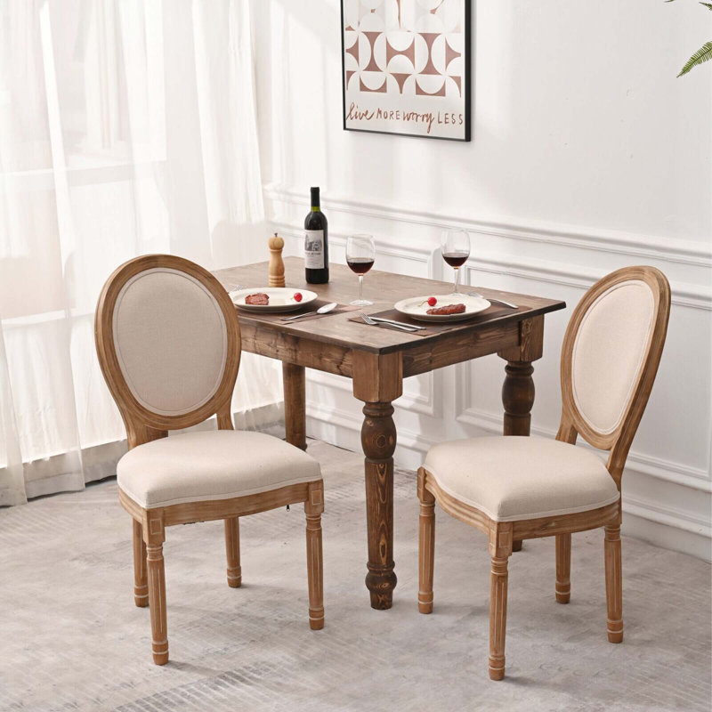 Ensemble de 2 chaises de salle à manger et de salon Boucle, Crème, crème