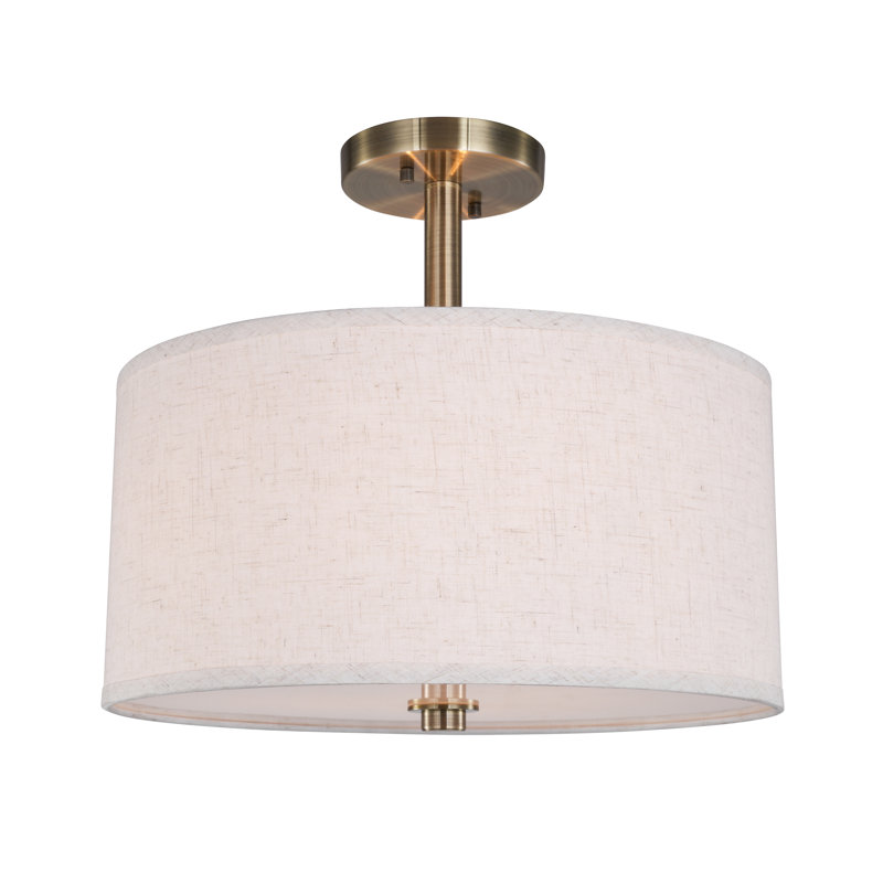 Smeralda Semi Flush Mount, White, Brass, Medium, 7"H x 15"W x 15"D
