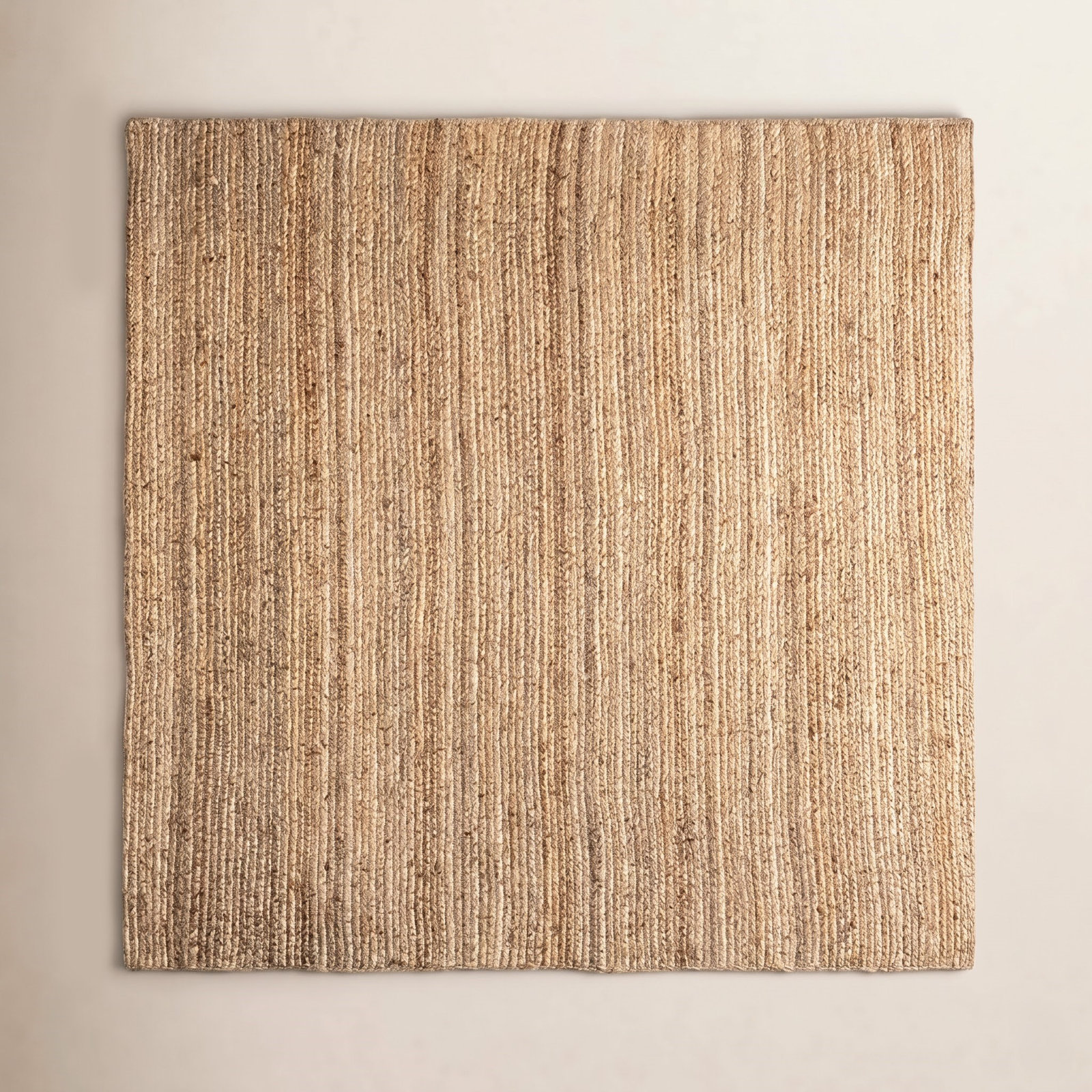 Natural Hand-Woven Jute Rug, Square 6'