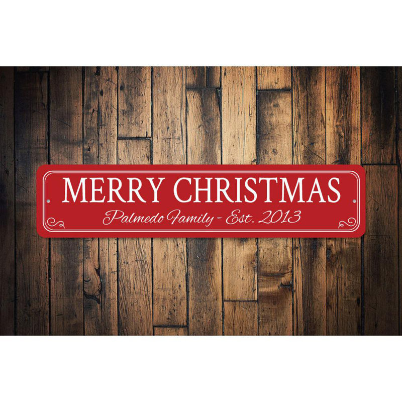 Plaque en aluminium Merry Christmas, H 4 po x l 18 po x P 0,04 po