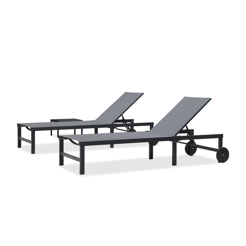 Chaise longue d'extérieur avec table Reivo, Gris