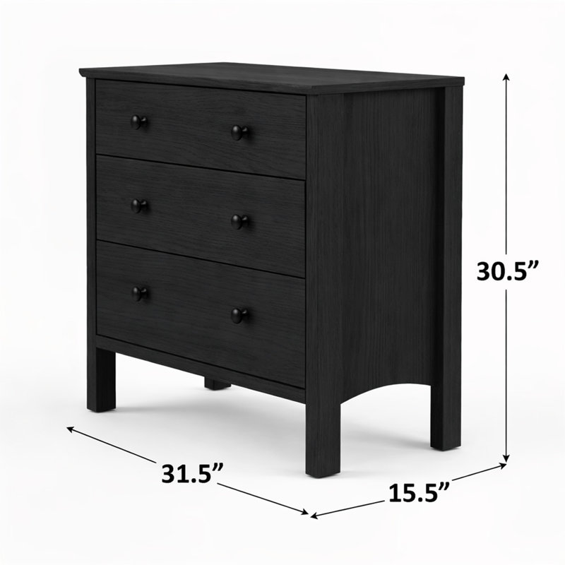 3 Drawer Chest, Black Woodgrain