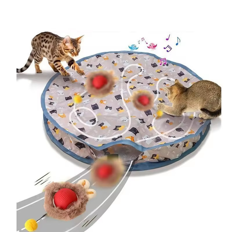 Housse de protection pour chat amusant avec cache-ball et balle de roulement automatique, jouet interactif pour animaux de compagnie