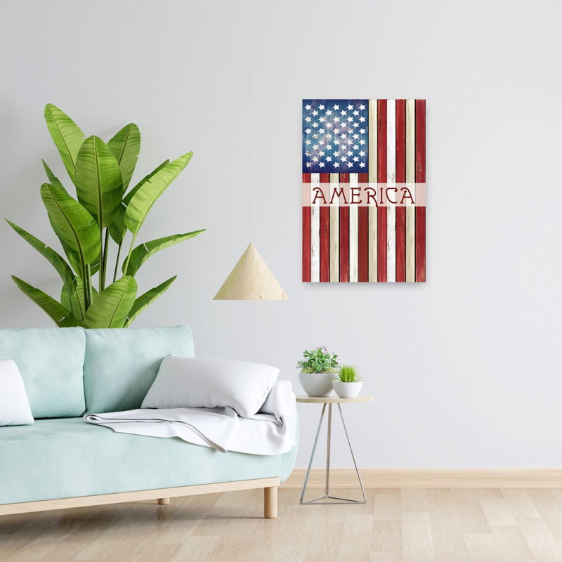 Drapeau américain, art contemporain, H 24 po x l 16 po