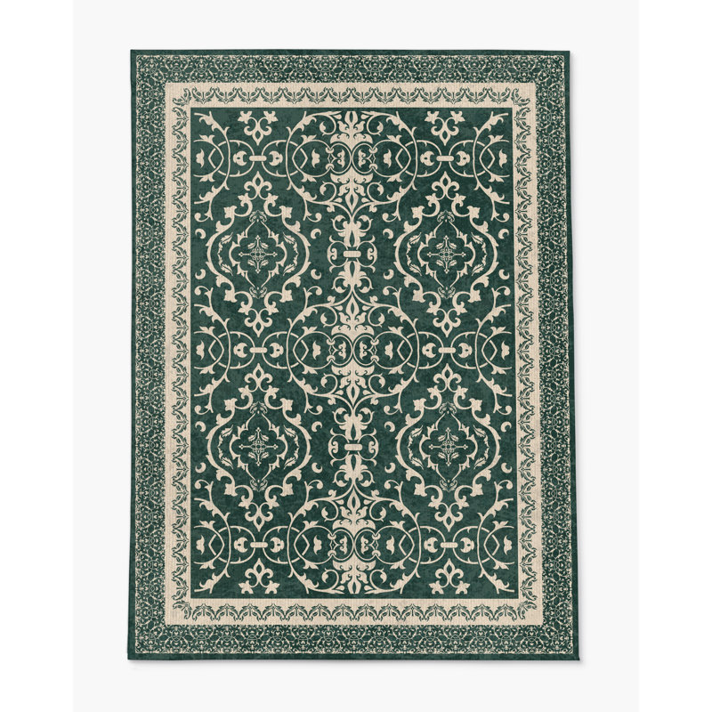 Tapis de chaise rectangulaire à poils courts Rao, L 36 po x L 60 po, Émeraude