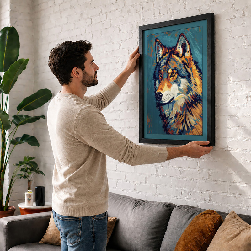 Expressive Wolf Modern - Print, A1 - 84.1 x 59.4 cm, White