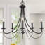 Lustre empire moderne à 5 lumières de style bougie avec accents de cristal