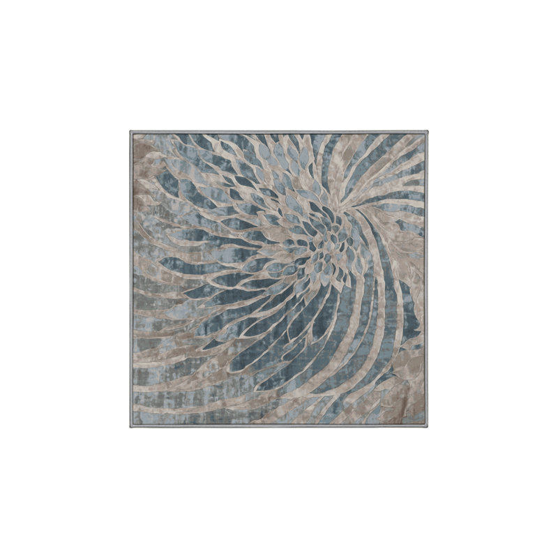 Tapis gris lavable à la machine, Carré 8 pi