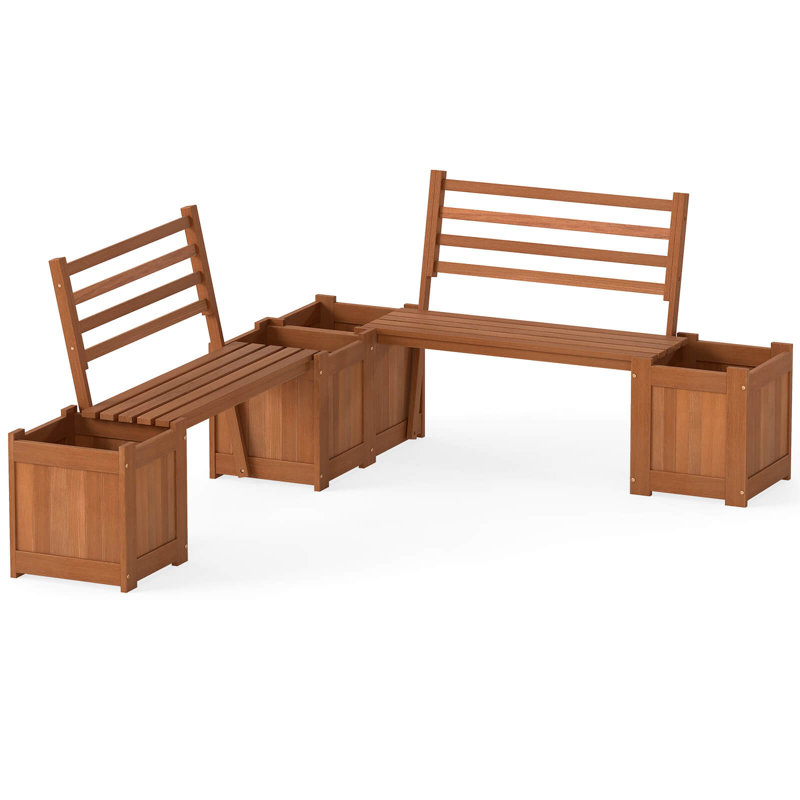 2 boîtes à fleurs avec banc et 2 bacs à fleurs à dossier ouvert pour le patio