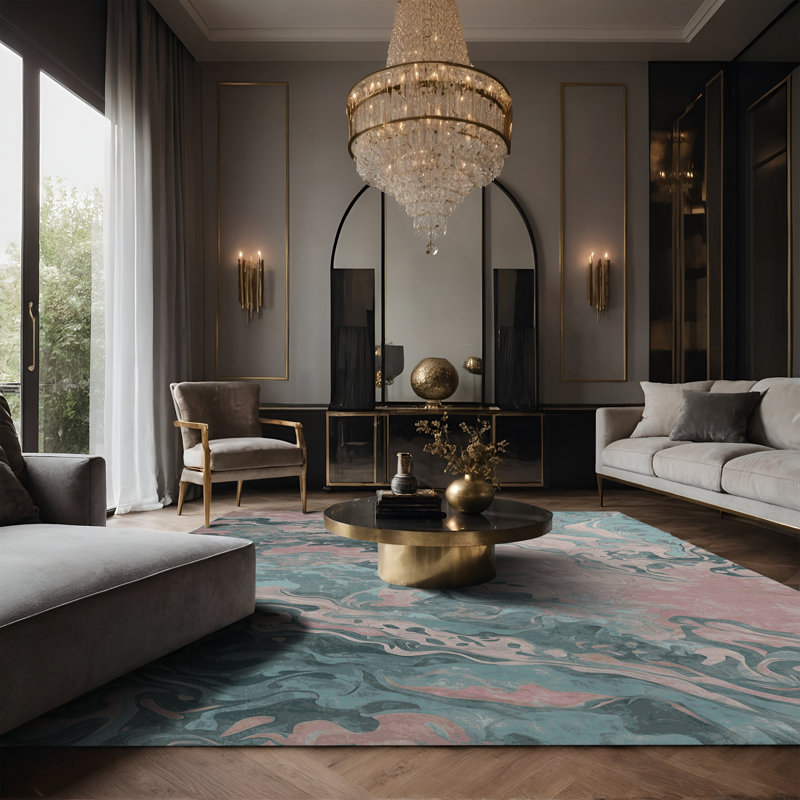 Tapis vert soyeux et moelleux, Rectangle 5 pi x 7 pi