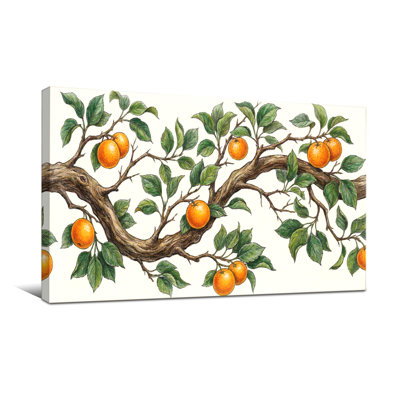 Plantes et fleurs - Branche d'arbre orange avec fruits et feuilles
