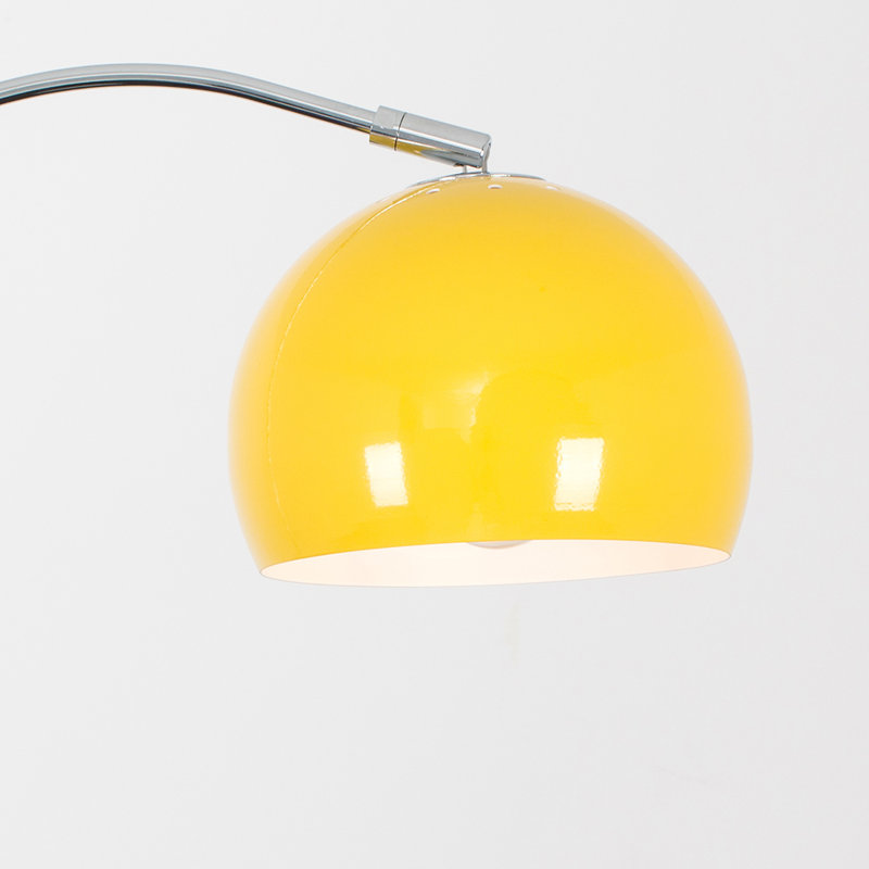 Derosier 152cm Arched Floor Lamp, Chrome, Yellow