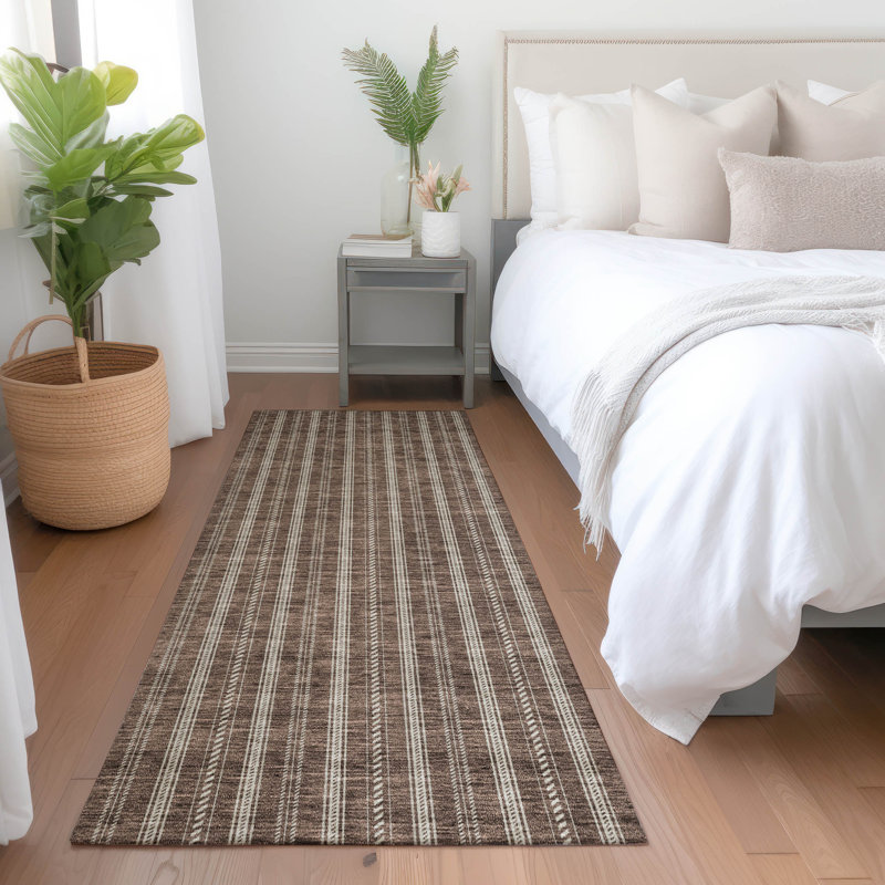 Premium Machine Washable Prisco Brown Rug, Runner 2'3" x 7'6"
