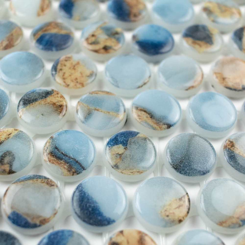 Carreau de mosaïque rond en verre 12 po x 12 po Eterna Penny