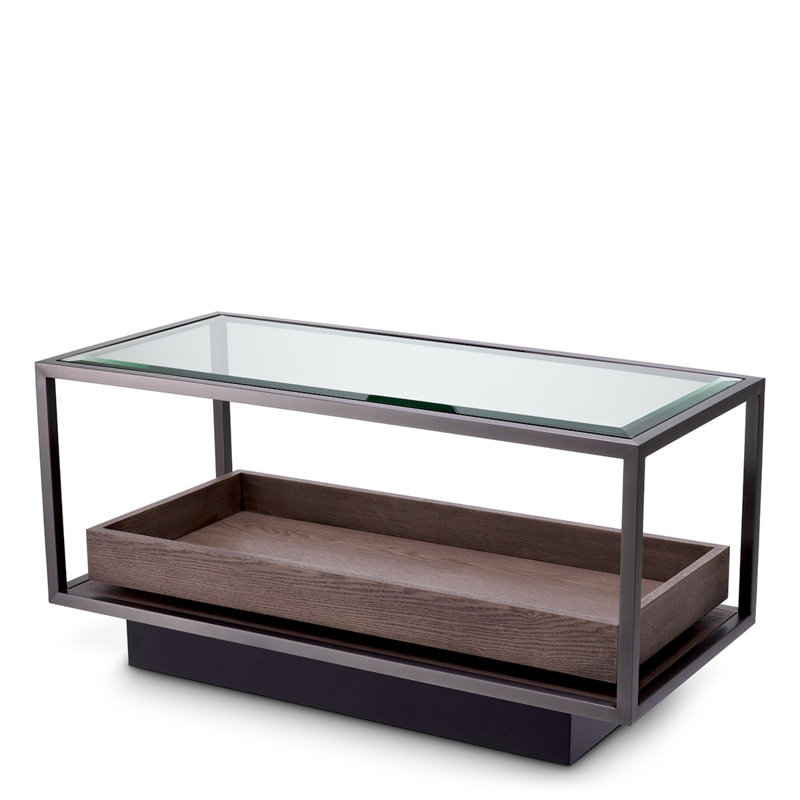Roxton Glass Top End Table, Bronze/Gray