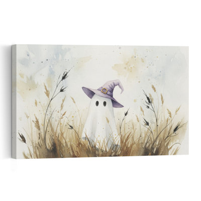 Whimsical Witch Ghost Whimsical Abstract Contemporary Autumn Nature Wall Art Print 1 Piece Wrapped Canvas Wall Art