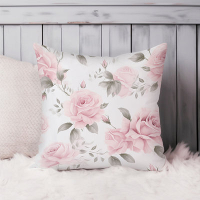 Floral Luxe Shabby Elegance Roses IX Rose Flowers Pillow Cover