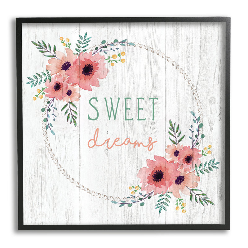 Sweet Dreams - Art textuel, Giclée encadrée noir minuit, H 17 po x l 17 po x P 1,5 po