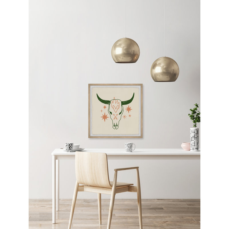 Skull With Green Horns by Marmont Hill - Single Picture Frame Painting, 61cm H x 61cm W x 3.81cm D