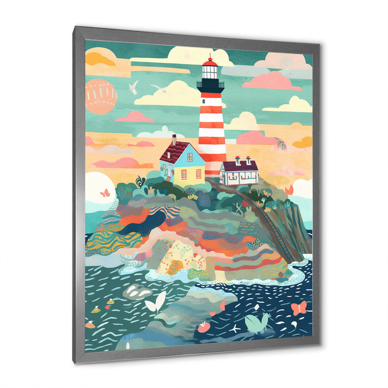 «Coastal Guiding Light IV», reproduction sur toile, H 32 po x l 16 po x P 1 po, Cadre simple argenté