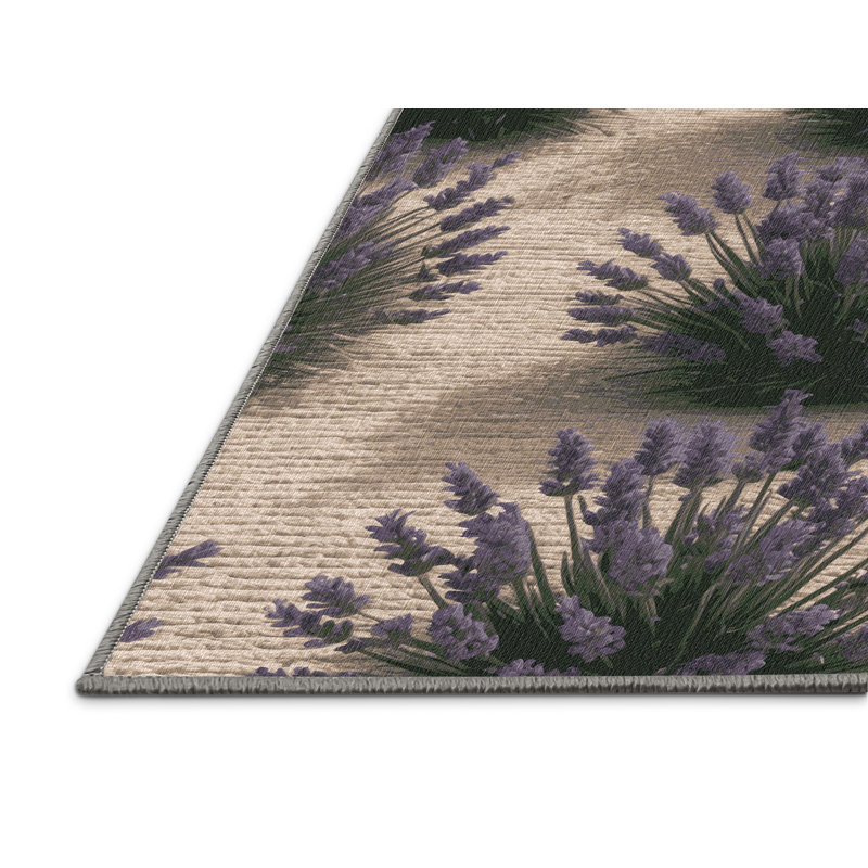 Tapis gris botanique lavable à la machine, Tapis de couloir 2 pi x 5 pi