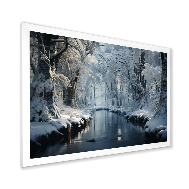 «Winter Silent Woods III - Winter Landscape», art mural, H 12 po x l 20 po x P 1 po, Cadre blanc