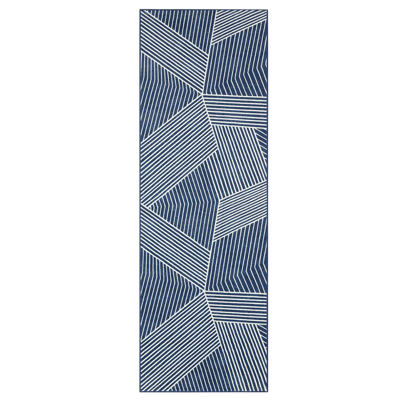 Machine Washable Runner Rug Modern Striped Hallway Runner Non Slip Low Pile Entryway Rug Soft Non Shedding Carpet for Kitchen Laundry