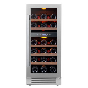 CLF 14.8'' 28 Bottle Dual Zone Wine Refrigerator Freestanding/Built-In Cooler