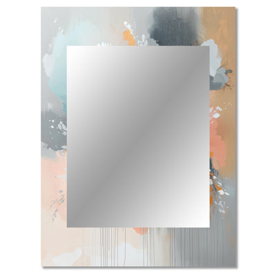 White Brushstroke Floral Abstract Painting II - Poppies Unique Wall Mirror Decor, Traditional Large Mirror, Printed Metal Art