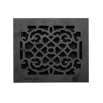Registre de chaleur noir pour évent de plancher avec design victorien en aluminium haut de gamme
