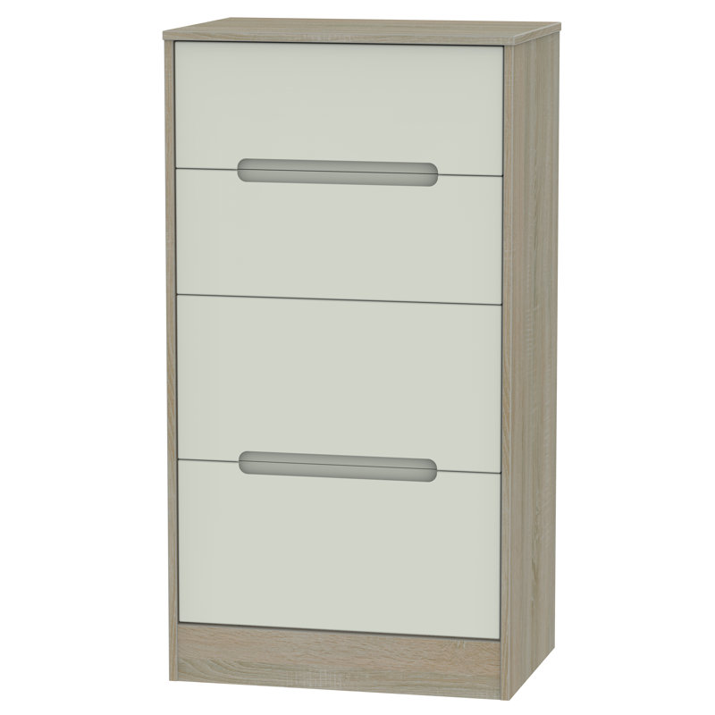 Fully Assembled Vernon 4 Drawer Chest, Kashmir Matt/Darkolino Oak