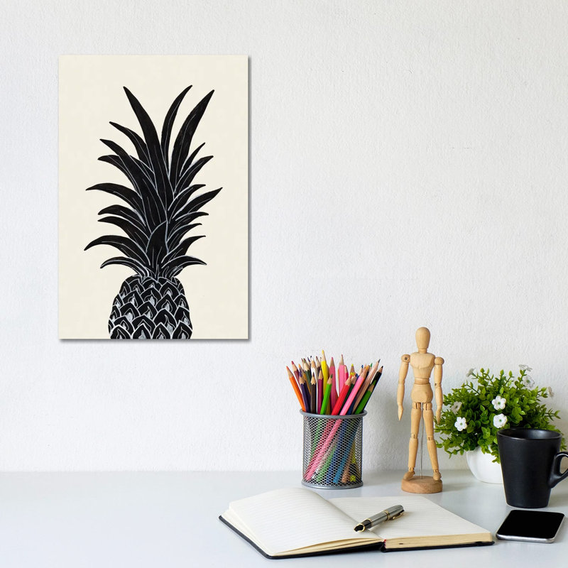 Black Pineapple - Wrapped Canvas Print, 20.32 cm H x 30.48 cm W