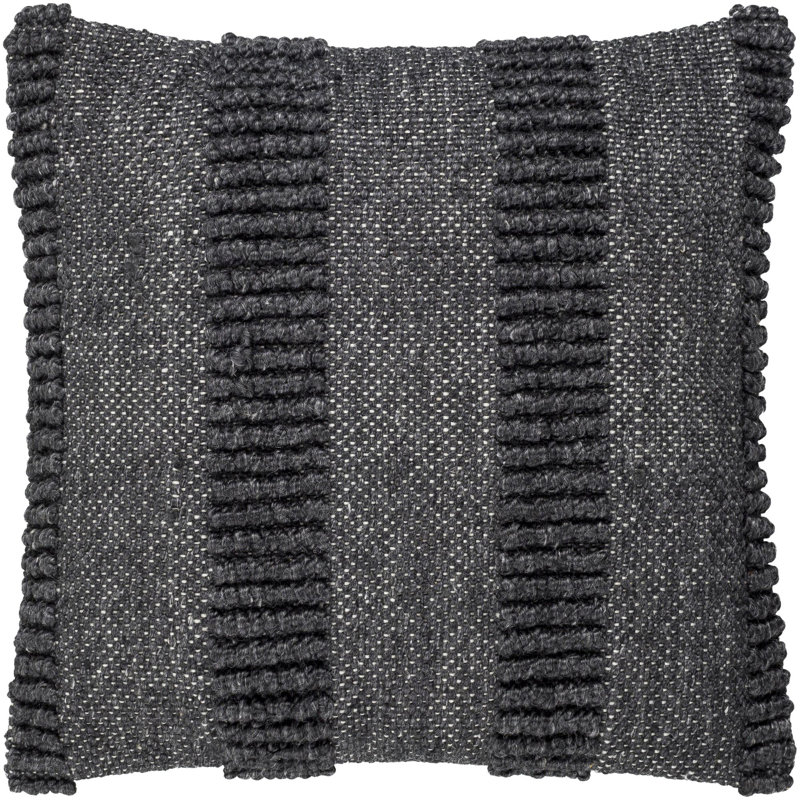 Fernan Accent Pillow Cover, 18"H x 18"W, Polyester/Polyfill, Dark Gray