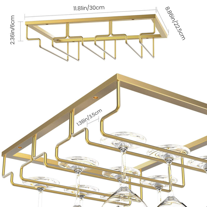 Iron Wine Glass Rack in Gold