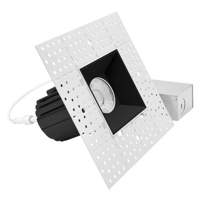 LUXRITE 3 Inch LED Recessed Trimless Spotlight With Black Interlocking Trim, Twist N' Lock, 5CCT, 15W, 1000LM, CRI90, 38° Beam, Dimmable, IC Rated ETL