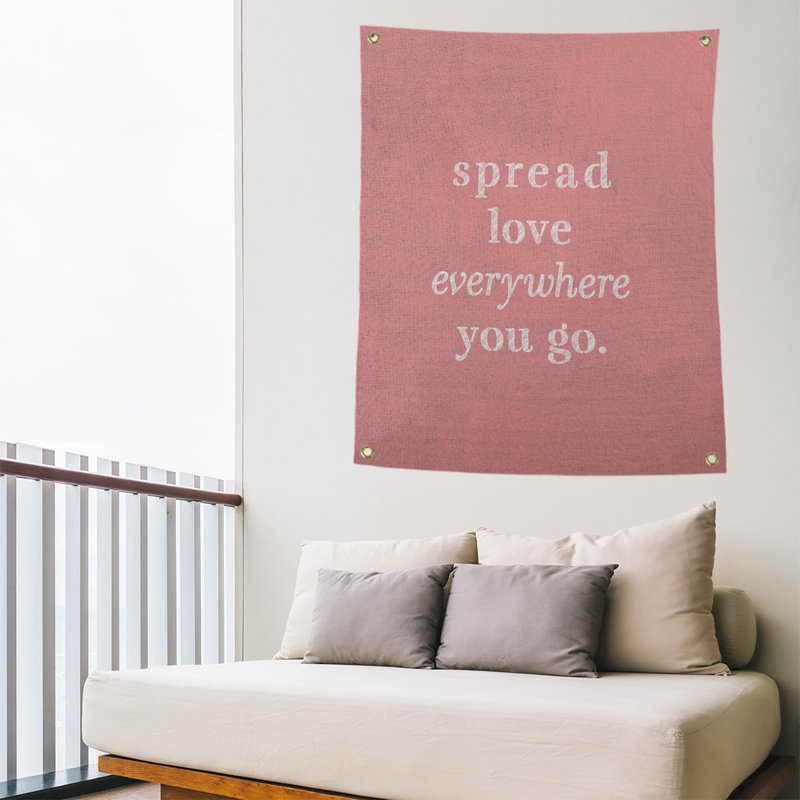 Tapisserie de polyester à l’quoted love quot, H 36 po x l 26 po, Rouge / Blanc