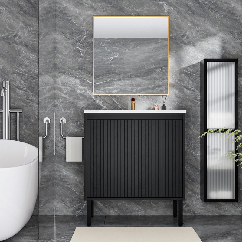 Meuble-lavabo de 30 po sans lavabo, Noir, Noir