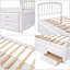 Lit plateforme avec rangement simple en pin massif blanc avec 6 tiroirs sous le lit-439655511