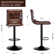 Rawlinson Adjustable Height Low Back Bar Stool with Leather Seat and Metal Base