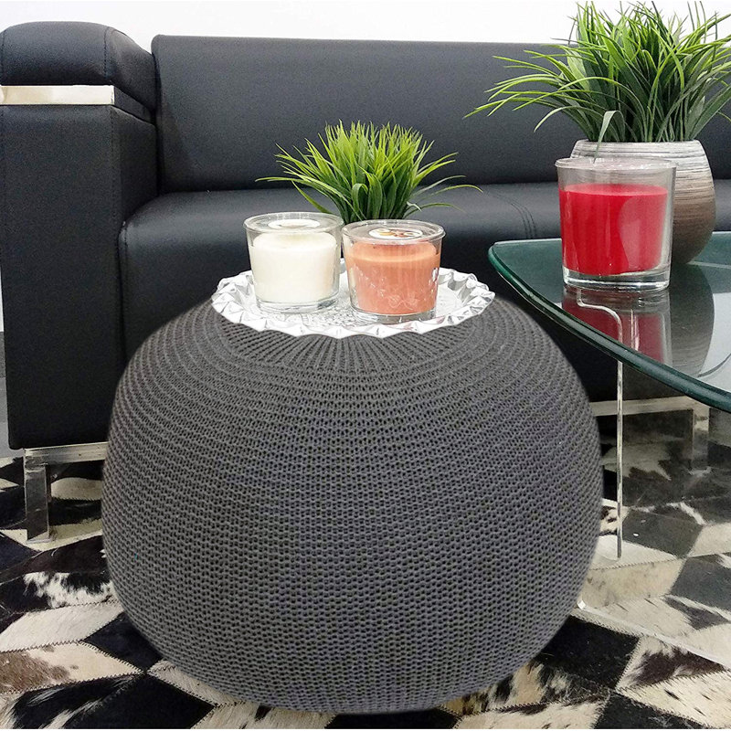 Pouf rond de 19 po de largeur, Gris foncé
