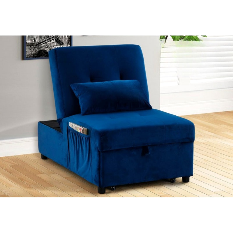 Méridienne ajustable en velours bleu marine avec coussin, pour le salon principal, profondeur de 72 pouces, poids de 77 lb, velours facile à assembler avec fonction, avec bois franc d'ingénierie